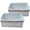 ARPAN - 2 cesti portaoggetti in vimini 100% ecologici, con panno, misura media, 36 x 25 x 15 cm, colore: bianco