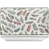 H&H Set 6 Piatti Rettangolari Wildberry in Porcellana 23x13 cm - Design Natalizio Elegante - Perfetti per Antipasti, Dolci e Buffet Festivi