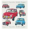 OCCASIONS EXPRESS Biglietto di auguri per compleanno classico Mini Cooper, design vintage Austin Cooper e Traveller, interno bianco