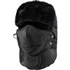 Ikruidy Cappelli Aviatore da Uomo,Trapper Cappello Inverno Nero Prova del Vento Bomber Cappello con Scaldacollo e Maschera Staccabile per Sciare Pattinando Arrampicata Altre attività all'aperto