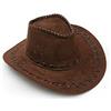 Whcctl Cappello da Cowboy in Pelle A Tesa Larga, Western da Cowgirl per Bambini e Adulti, per Cosplay All'aperto (Marrone Scuro)