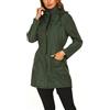 M&Catree Giacca impermeabile da Donna Elegante Giacca a Vento Antipioggia Lungo Cappotto Sofshell con Cappuccio - Verde scuro, S
