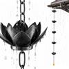 Ysislybin Catena Antipioggia, Catena Nera per Drenaggio dell'Acqua Piovana da 1,2 M A Forma di Loto in Ferro per Decorazioni Esterne per Casa E Giardino Efficiente Drenaggio dell'Acqua Piovana