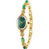 TIME100 Orologio Donna Bracciale Gioielli al Quarzo Analogico con Bracciale in Rame Intarsiato con Pietre Preziosecon Verde Quadrante Ovale Impermeabile(Verde)