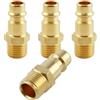eModwey Set di 4 Raccordi in Ottone per Aria Compressa Euro, Filettatura Esterna Maschio 1/4, Connettore Rapido per Tubi, Resistente alla Corrosione e Facile da Installare, Ideale per Strumenti Pneumatici