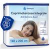 SafeNight Coprimaterasso impermeabile, antiacaro e cimici - Fodera integrale con cerniera - Protezione morbida in cotone - Per materasso matrimoniale 140x200 cm - Altezza regolabile da 13 a 20 cm