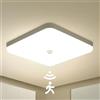 Combuh 25 cm Plafoniera Led con Sensore di Movimento Interno, 30W Lampada Soffitto Quadrata, Bianco Neutro 4000K Plafoniere Rilevatore, IP56 Impermeabile, per Corridoio Garage