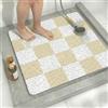 BLESWIN Tappeto Doccia Antiscivolo Quadrato 60x60 cm a Drenaggio Veloce, Tappetino Bagno Antiscivolo Morbido, Tappeto Antiscivolo da Bagno con Superficie Antimuffa a Quadri Beige e Bianco