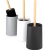 SAVEGA - Scopino WC con manico in bambù e setole in nylon - Spazzolone XL 46 cm - Elegante set scopino con contenitore in plastica - Accessorio bagno moderno (Nero)