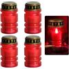 WIYETY Candele funerali a LED rosse, 4 pezzi, IP44, impermeabili, per esterni, con effetto tremolante, a batteria, per cimitero, senza fiamma