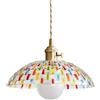 HJXDtech Lampada a Sospensione con Paralume in Vetro Mosaico Dipinto a Mano, Lampadario Sospesa da Soffitto Vintage E27 con Interruttore per Cucina Soggiorno e Sala da Pranzo (25cm)