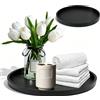 GAESHOW Vassoio Bagno, in Silicone Nero, Vassoi Portaoggetti Bagno Rotondo, Vassoio Asciugamano, per Soggiorno, Camera da Letto, Lavandino, Vasca da Bagno e Lavello da Cucina, 23 cm (Nero)