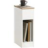SoBuy Comodino stretto 20 cm con cassetto, 20x35x60 cm Camera | Comodino salvaspazio & tavolino da letto per piccoli spazi, camera e soggiorno, Bianco, FBT111-WN