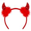 CARTOON Cerchietto con corna rosse paillettate accessori per travestimenti da diavolo demone halloween