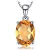 JewelryPalace Ovale 1.7ct Naturale Citrino Birthstone Solitario Pendente Collana Solido 925 Sterling Argento 45cm