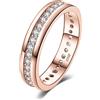 JewelryPalace Anelli Donna Argento 925, Fedine Fidanzamento in Oro Rosa, Diamante Simulato Zirconi Anniversario Matrimonio Promessa Sposa Bande Anelli Donna Eternità Canale Set, Gioielli Donna 10.5