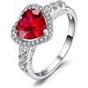 JewelryPalace Anello Cuore dell'Oceano Halo 2.7ct, Classico Rubino Rosso Creato in Argento 925, per Anniversario Fidanzamento Promessa Donna, Set Gioielli Rosso e Argento