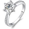 JewelryPalace 2ct Classico Anello Solitario Donna Argento 925 con Cubica Zirconia, Diamante Simulato Anelli con Pietre Laterali, Semplice Fedine Fidanzamento in Argento Set Gioielli Donna 11.5