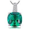 JewelryPalace 3.4ct Collana Donna Argento 925 con Simulato Smeraldo Verde, Solitario Collana Ciondolo Pietra a Taglio Cuscino con Catena 45cm, Collane Lunghe Pendenti Verdi e Set Gioielli Donna