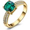 JewelryPalace 1.8ct Anelli Donna Argento 925 Simulato Smeraldo, Anello Dorato con Pietra Verde a Taglio Cuscino, Classico Anello Solitario, Promessa Fede Fidanzamento in Oro, Set Gioielli Donna 18.5