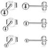 CERSLIMO 3 paia di orecchini a perno in argento Sterling per donne uomini ragazze piccoli orecchini rotondi con zirconia cubica cubica set cartilagine piccoli orecchini trago, Argento sterling Oro