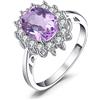 JewelryPalace Kate Middleton Anello Halo Donna Argento 925 con Naturale Ametista Viola, Principessa Diana William Anelli Donna con Pietra Ovale, Fedina Zirconi in Argento Set Gioielli Donna 16