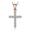 JewelryPalace 0.7ct Collana Croce Donna Argento 925 con Cubica Zirconia, Collana Ciondolo Pietra a Taglio Rotondo con Catena 45cm, Collane Pendenti Lunghe in Oro Rosa Anniversario Set Gioielli Donna
