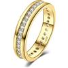 JewelryPalace Anello Donna in Argento 925, Fedine Fidanzamento Tre Ori, Diamante Simulato Zirconi Anniversario Matrimonio Promessa Sposa Bande Eternità Canale Set