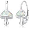 JFASHOP Orecchini a forma di fungo, da ragazza, in argento sterling 925, con opale, per la festa della mamma, laurea, regalo per donne, figlie, moglie e bambini, Argento