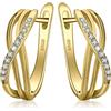 JewelryPalace Orecchini Infinito Argento 925 con Cubica Zirconia, Piercing a Lobo con Pietra a Taglio Rotondo, Huggie Piccoli a Cerchio in Oro Set Gioielli Donna
