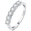 JewelryPalace 0.6ct Anello Half Eternity Donna Argento con Cubica Zirconia, Anelli Donna 925 con 6 Pietre a Taglio Rotondo, Fede Nuziale in Argento Anello Matrimonio Set Gioielli Donna 14.5