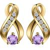 JewelryPalace Orecchini a Lobo Argento 925 con Ametista Viola, Bottone Donna Oro Rosa con Pietre Dure - Set Gioielli