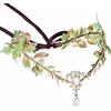 MOSTORY Copricapo fatto a mano con foglie verdi, elfo, corona di cristallo da dea, elfo, diadema, cerchietto, tiara, per matrimonio, sposa, compleanno, donna, costume per capelli