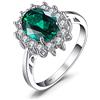 JewelryPalace Kate Middleton Anello Halo Argento 925 con Simulato Smeraldo Verde, Principessa Diana William Anelli con Pietra Ovale, Fedina Zirconi in Argento Set Gioielli 8