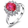JewelryPalace Kate Middleton Anello Halo Argento 925 Con Creato Rubino Rosso, Principessa Diana William Anelli Con Pietra Ovale, Fedina Zirconi Set Gioielli Donna