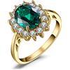 JewelryPalace Kate Middleton Anello Halo Argento 925 Con Simulato Smeraldo Verde, Principessa Diana William Anelli Dorati Con Pietra Ovale, Fedina Zirconi in Oro Set Gioielli Donna