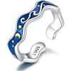NewL Anelli in argento Sterling 925 per coppia di amanti del cielo stellato blu di Van Gogh anello aperto design gioielli accessori, Argento sterling