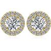 JewelryPalace 1ct Halo Orecchini a Bottone Donna Argento 925 con Cubica Zirconia, Piercing Orecchini Dorati a Lobo con Pietra a Rotondo, Orecchini Nuziali in Oro Matrimonio Set Gioielli Donna