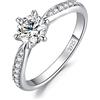 JewelryPalace 0.5ct Classico Anello Solitario Donna Argento 925 con Creato Moissanite, Diamante Simulato Anelli con Pietre Laterali, Semplice Fedine Fidanzamento in Argento Set Gioielli Donna 16