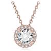 JewelryPalace 1ct Classico Collana Halo Donna Argento 925 con Cubica Zirconia, Collana Ciondolo Pietra a Taglio Rotondo con Catena Maglia 45cm, Collane Pendenti in Oro Rosa Set Gioielli Donna