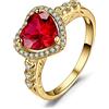 JewelryPalace 2.7ct Cuore dell'Oceano Halo Anello Classico in Rubino Rosso Creato, Argento 925 per Anniversario Fidanzamento Promessa, Set Gioielli Donna Oro Rosso 19.5