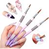 SAVILAND Kolinsky - Set di 3 pennelli acrilici per unghie, colore viola-rosa, antiscivolo, dimensioni del manico per l'applicazione di unghie acriliche, design floreale 3D, kit professionale e per