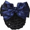 Upstore Rete per capelli da donna con fiocco in raso, accessorio per chignon per hostess, banche, alberghi, ristoranti, blu