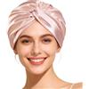 Bodiiwuliu Cuffia in Seta per Dormire, 100% Seta di Gelso Cappello da Notte per Cura dei Capelli, 22 Momme Doppio Strato per Donna per Capelli Lunghi o Ricci, Giorno e Notte(Polvere)