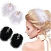 Upstore 4 fermagli per capelli con piume, per donne e ragazze, stile anni '20, vintage, con perle e piume, accessori per capelli, per balletto, tè, feste, cosplay (nero + bianco)