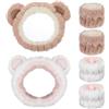 AOZUO 2 pezzi fascia per capelli cosmetici per make up e lavaggio, orecchie d'orso, fascia elastica per lavare il viso, assorbente, per ragazze, donne, yoga, sport, cura della pelle, cosmetici, doccia