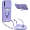 YFSYLL Cover Compatibile con Oppo A16 / A16S / A54S con Cordino,Custodia con Cordino Silicone Cover,Protezione Fotocamera,360°Anello Supporto,Porta Carte,Viola