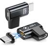 HanCenDa Adattatore magnetico USB C 240 W, adattatore USB C 90 gradi 24 pin Adattatore tipo C con trasferimento dati USB4 40 Gbps, video 8K 60 Hz per Thunderbolt 3/4, MacBook Pro/Air Elbow, confezione da 2