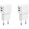 Wicked Chili 2X Caricatore Presa USB 2 Porte 12W / 2400mA PRO Series Charger, Alimentatore per Telefonini, Tablet, Smartwatch, Powerbank e Altoparlante Bluetooth (90° Angolato, 2X USB)