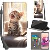 PHINIENLAND Cover per Xiaomi Redmi Note 10 4G custodia portafoglio Gatto | 3 scomparti carte, 1 tasca banconote, Chiusura magnetica, Supporto, Pelle PU flip cover per Redmi Note 10 4G